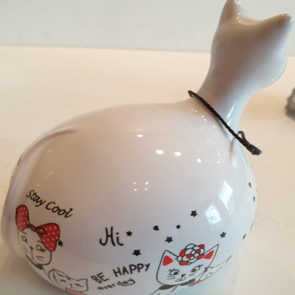 Kat keramiek klein J-line met tekening Rood - Afbeelding 2