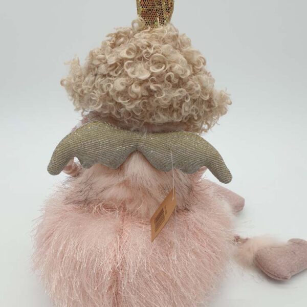 Engel prinses kunststof Roze met hangbeentjes en bonten details - Afbeelding 3