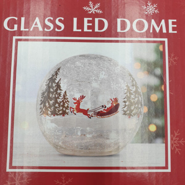Glasbol led met kerstman op slee - Afbeelding 3