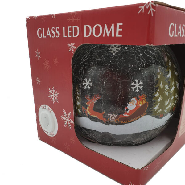 Glasbol led met kerstman op slee - Afbeelding 2